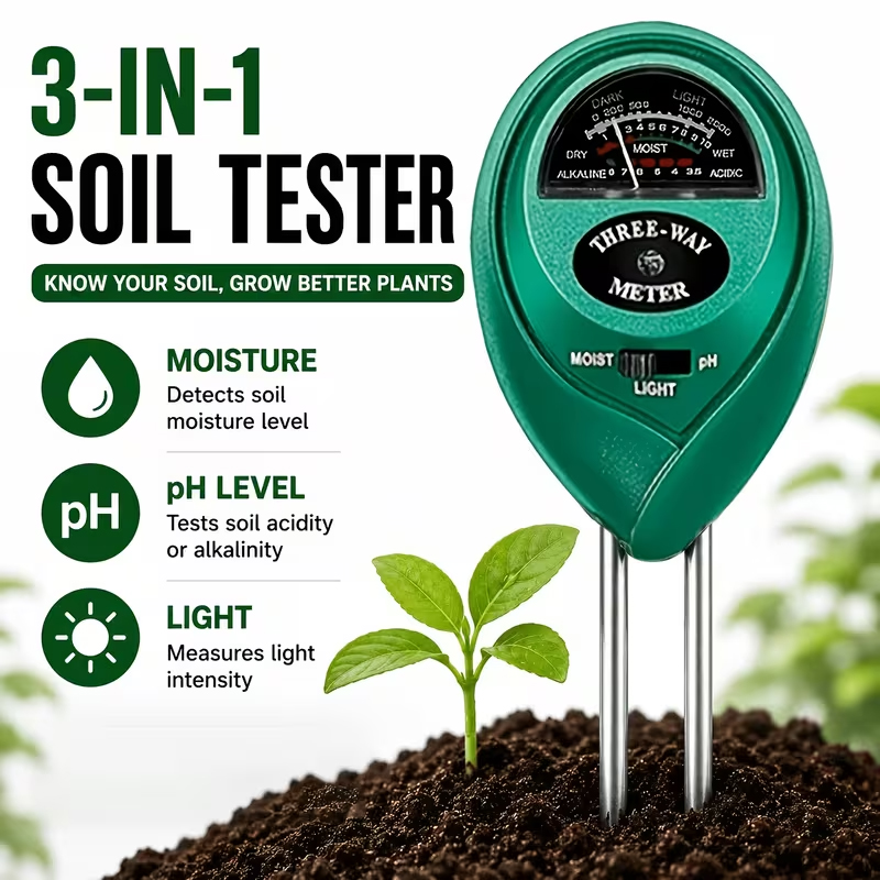 Plant Parent Tools - 3-in-1土壌テスター（水分、PH、光測定器）– バッテリー不要の土壌水分検出器 – ガーデン植物ケアツール