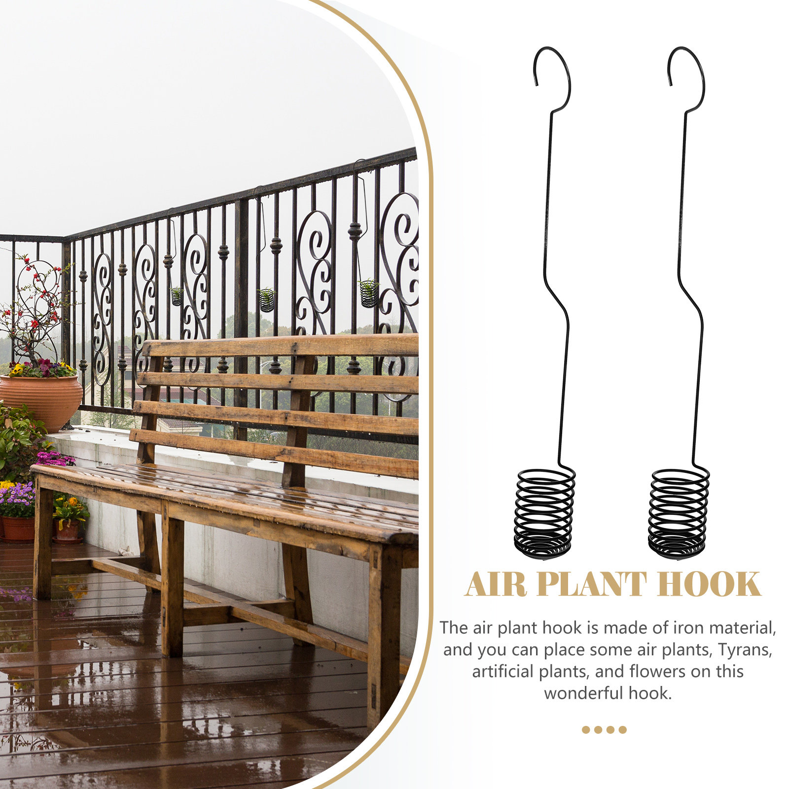 2個入り 鉄製スパイラルエアプラントウォールホルダー ティラ - Air Plant Tillandsia のレビューと価格