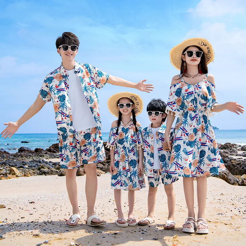休暇の服装家族服ママ娘リゾートドレスお父さん息子ツーピースセ - Plant Parent Clothing のレビューと価格