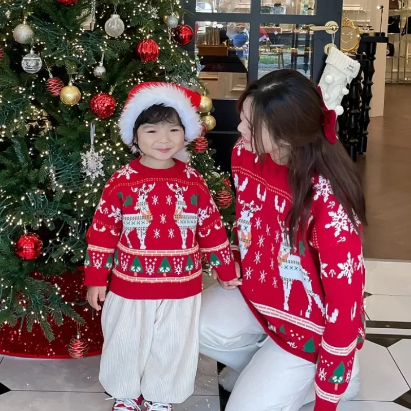 家族お揃いクリスマストナカイツリーセーター親子赤ニットジャン - Plant Parent Clothing のレビューと価格