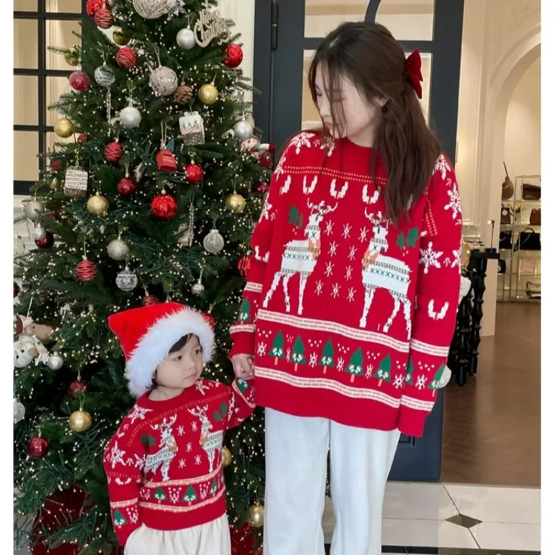 家族お揃いクリスマストナカイツリーセーター親子赤ニットジャン - Plant Parent Clothing のレビューと価格