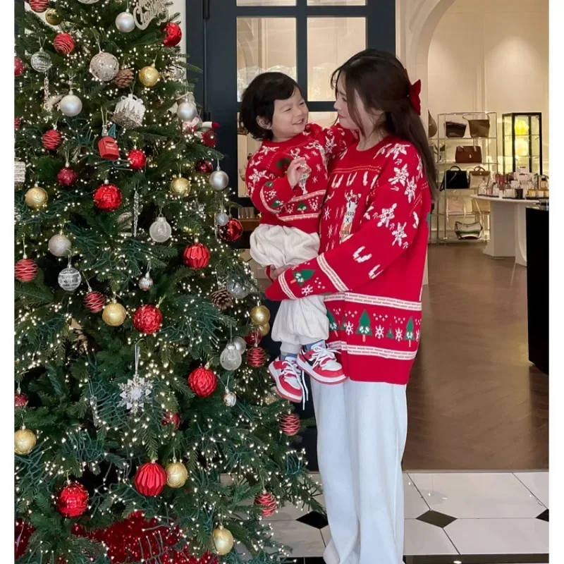 家族お揃いクリスマストナカイツリーセーター親子赤ニットジャン - Plant Parent Clothing のレビューと価格
