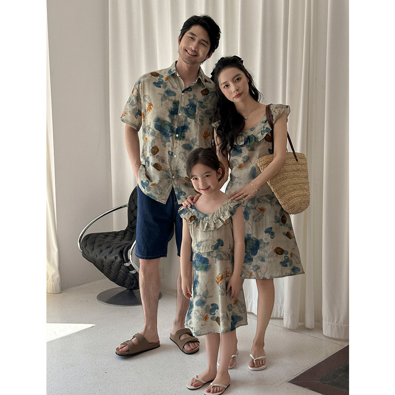 休暇地カップルルック家族お揃い服親子コーデママ娘ドレスパパ息 - Plant Parent Clothing のレビューと価格